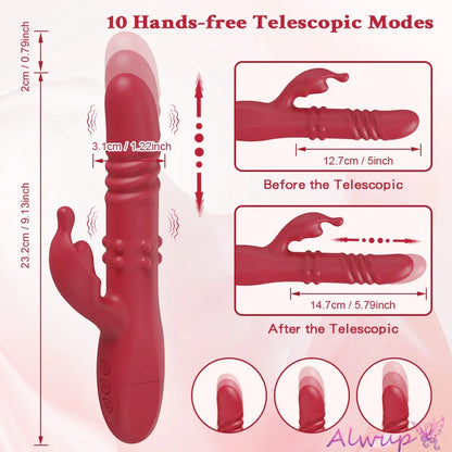 Rotating Rabbit Vibrator for G-Spot and Clitoral Stimulation
