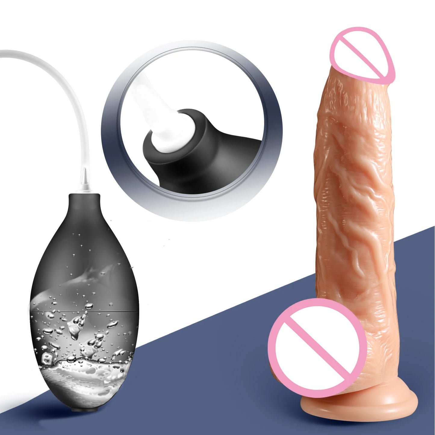 Squirting Penis Dildo - Soft Realistic with Suction Cup for G-Spot & Anal Play 18+