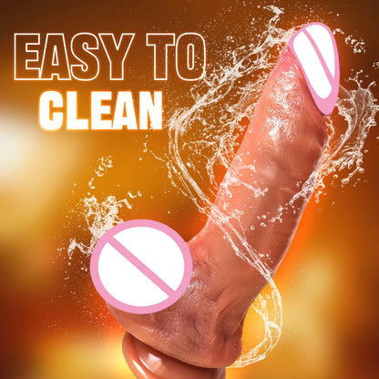 Squirting Silicone Dildo with Balls - Soft Anal Plug Toy for Women
