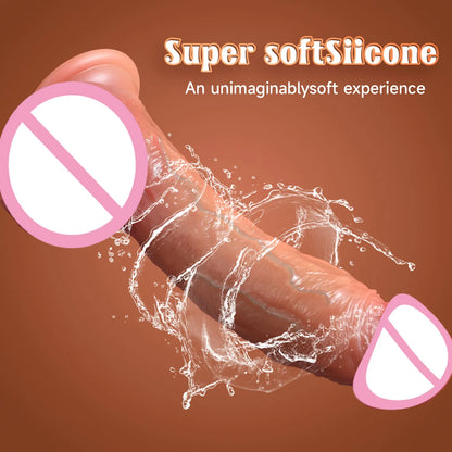 2-in-1 Sliding Foreskin & Ejaculating Dildo - for Realistic Penetration & Play