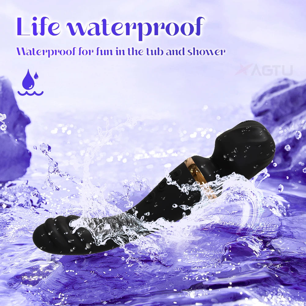 2-in-1 G-Spot and Clit Wand Vibrator with Nipple Stimulator