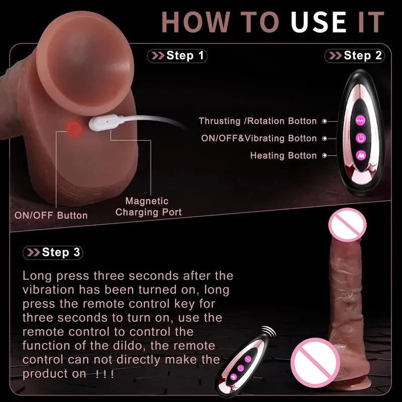 Heating Realistic Dildo with Vibration & Anal Plug