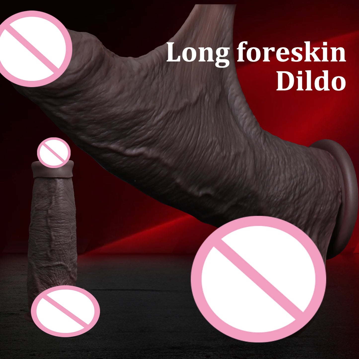 Long Realistic Penis Dildo with Foreskin - Extra Thick Anal & G-Spot Toy