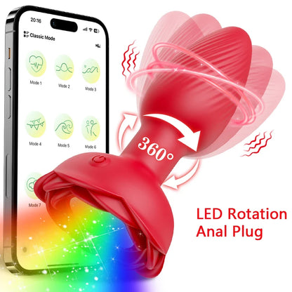 APP Controlled Rotating Butt Plug with 360° Wiggle Motion