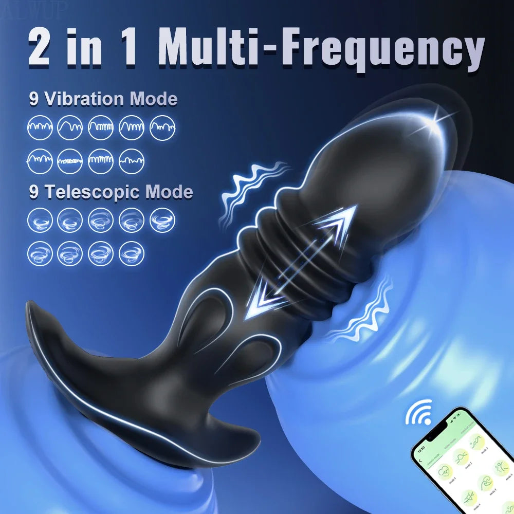 APP Control Thrusting Telescopic Prostate Massager