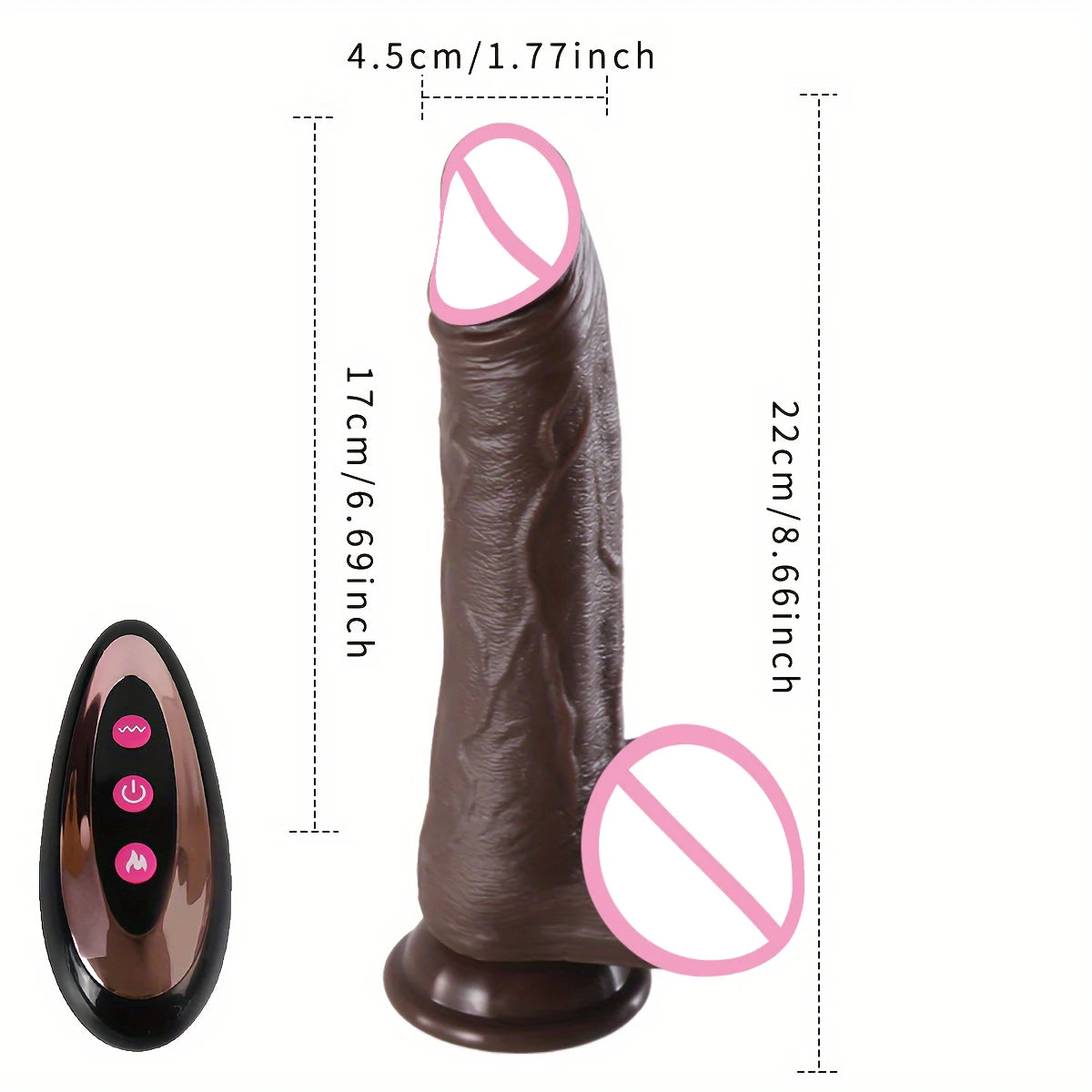 Black Heating Realistic Dildo for G-Spot Massage