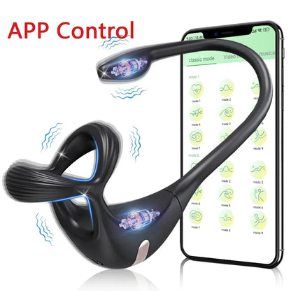 APP Control Beginner Prostate Massager & Vibrating Butt Plug Cock Ring