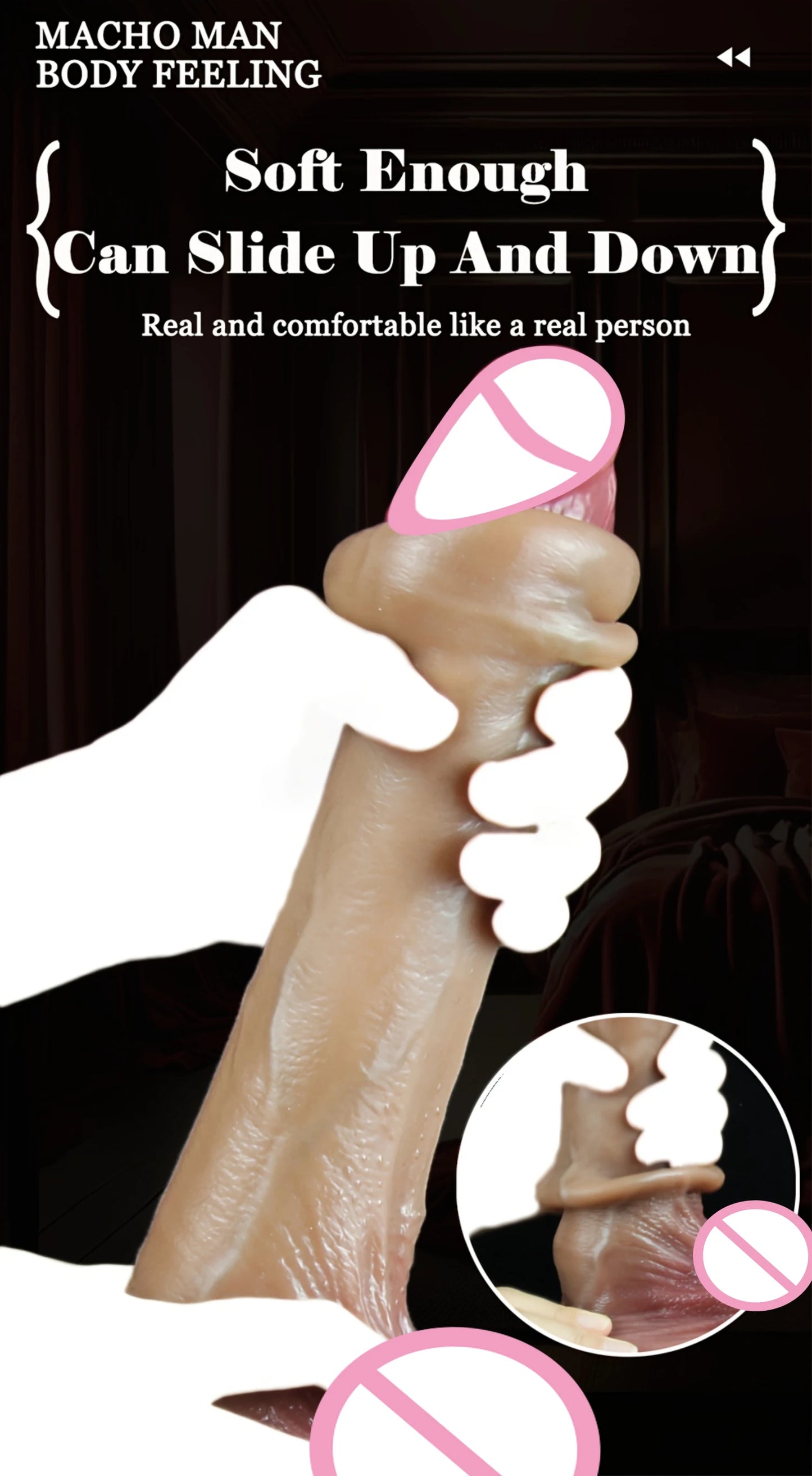 Realistic Sliding Foreskin Dildo - Lifelike Penis with Testicles