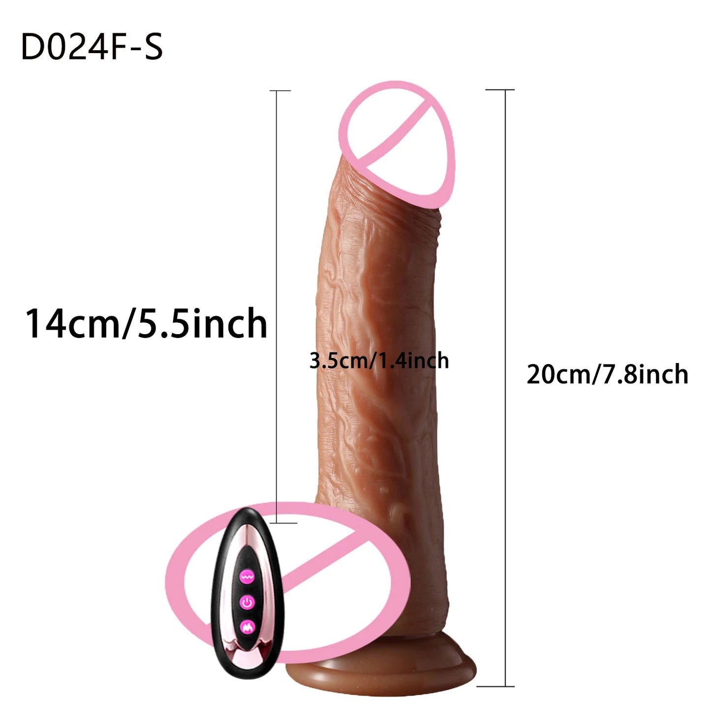 Black Realistic Heating Dildo with Telescopic Vibration
