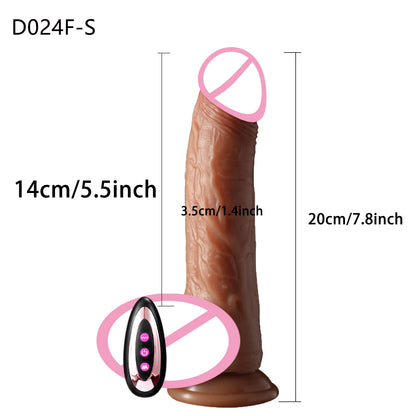 Black Realistic Heating Dildo with Telescopic Vibration