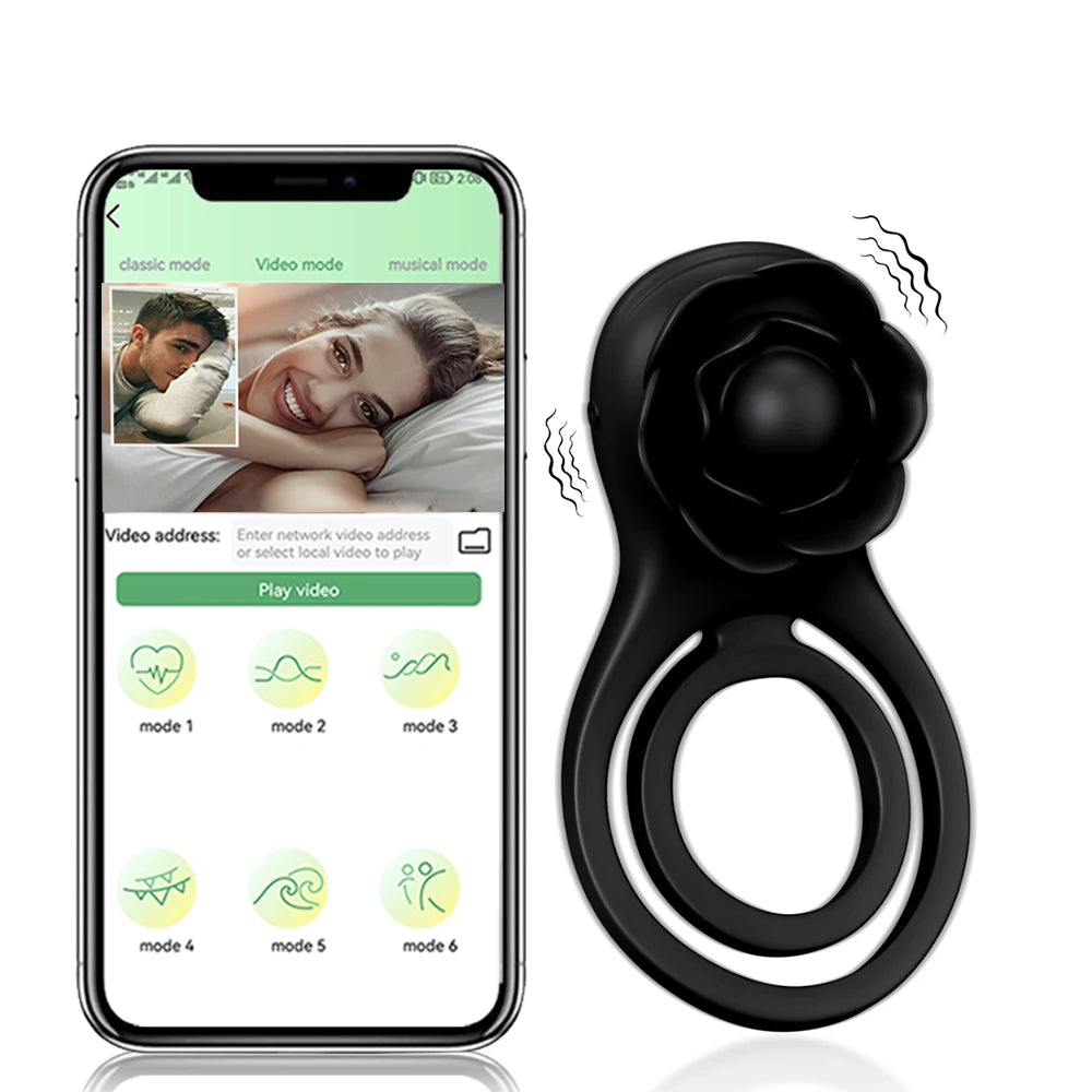 APP-Controlled Vibrating Cock Ring with Clit Stimulator