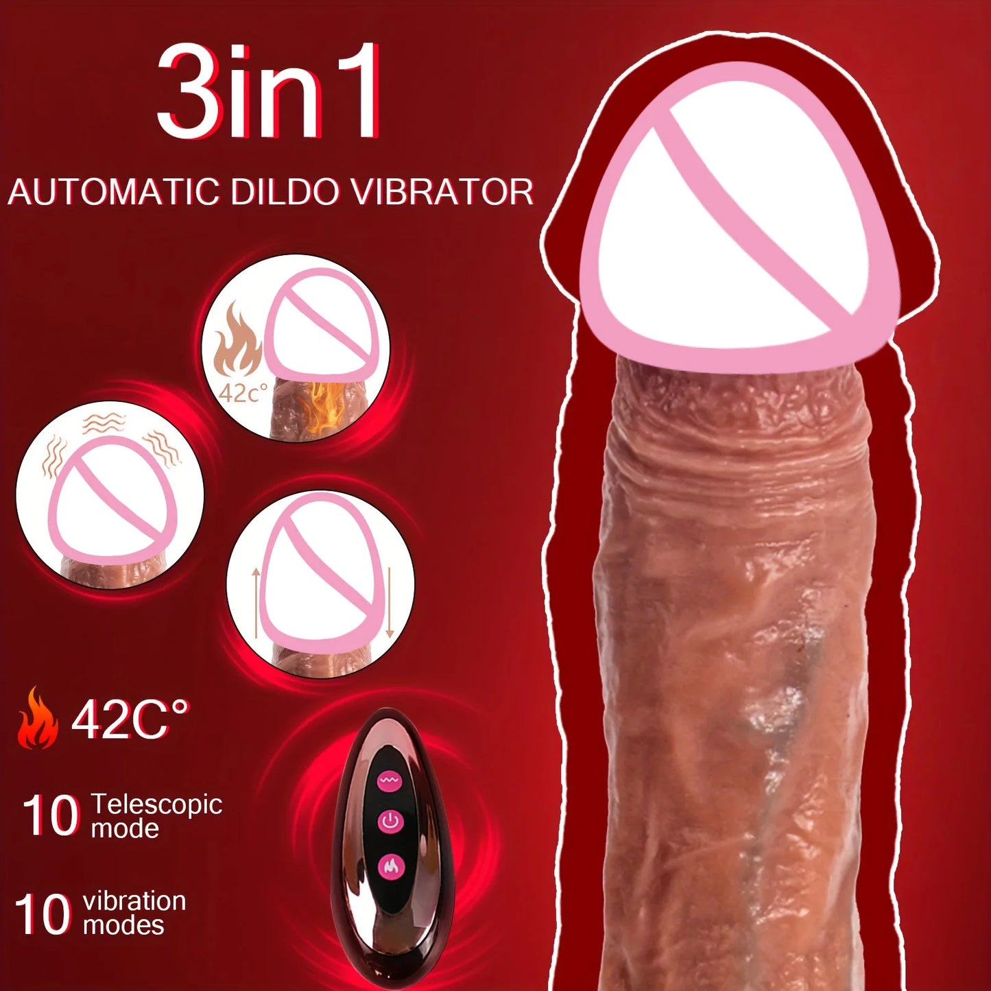Telescopic Thrusting Realistic Dildo with Suction Cup
