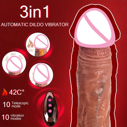 Telescopic Thrusting Realistic Dildo with Suction Cup