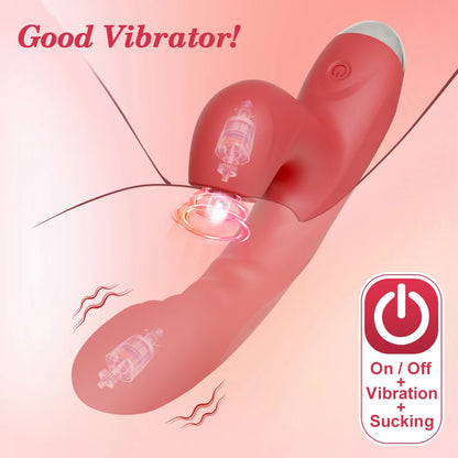 Dual-Action Vibrator: Clitoral Sucker & G-Spot Dildo