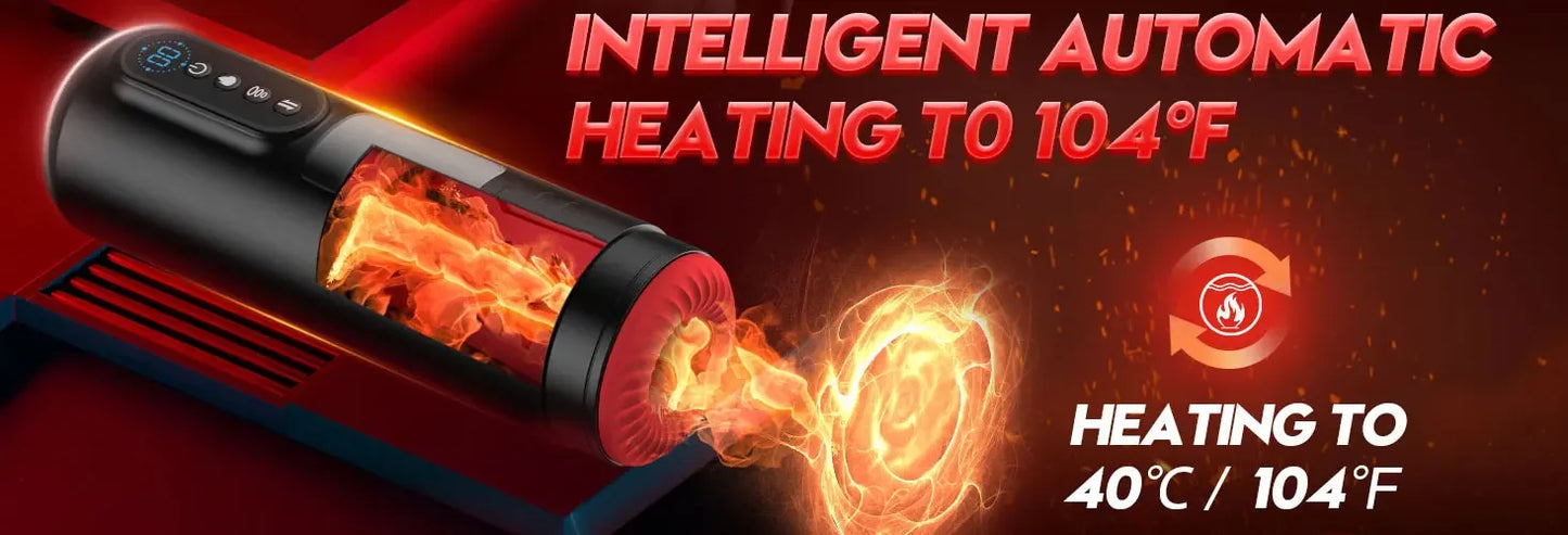 LCD Display Automatic Heating Male Masturbator with Thrusting & Suction