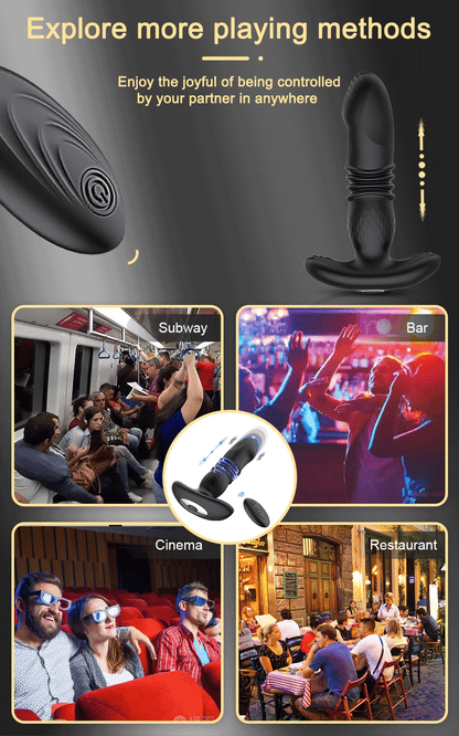 Thrusting Anal Vibrator for Men: Remote Telescopic Prostate Massager