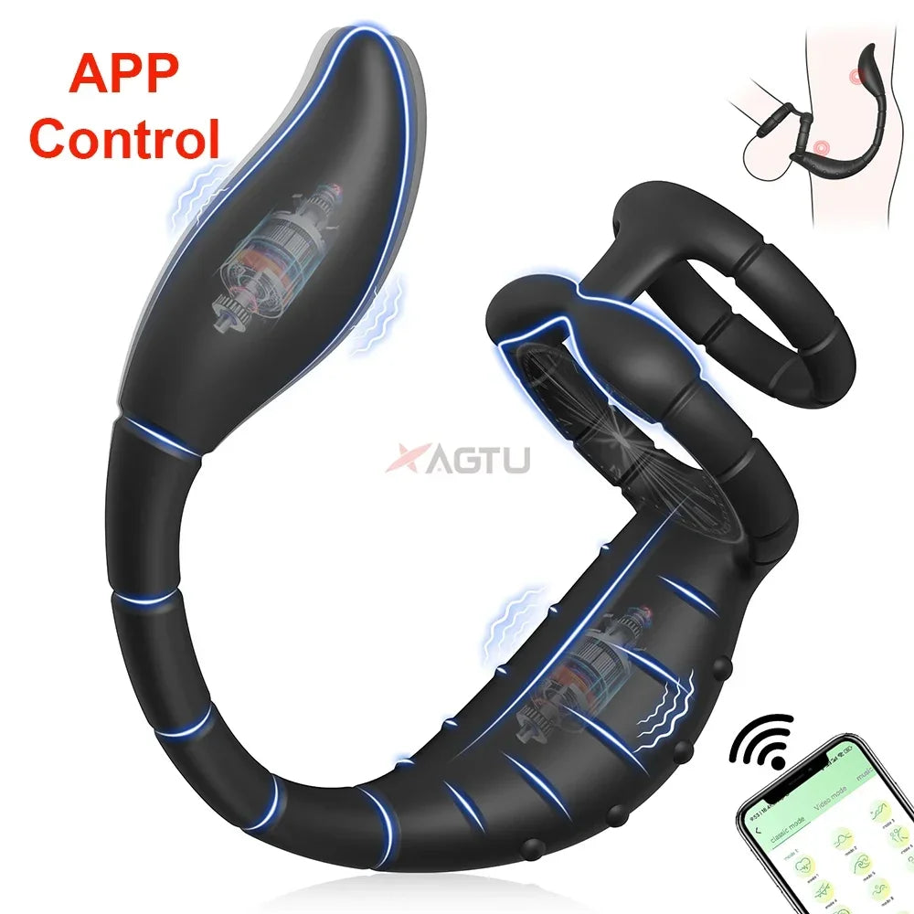 APP Control Beginner Prostate Massager & Vibrating Butt Plug Cock Ring
