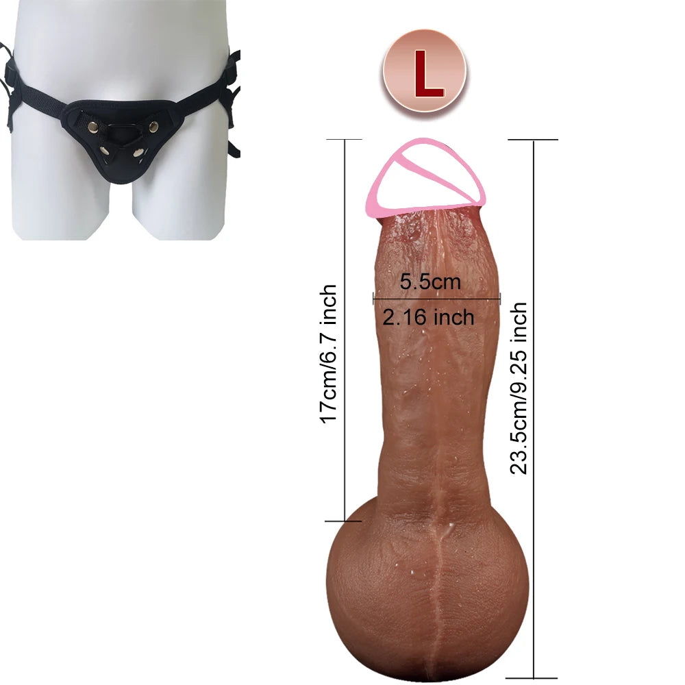 3-Size Realistic Skin-Feel Dildo with Anal Plug