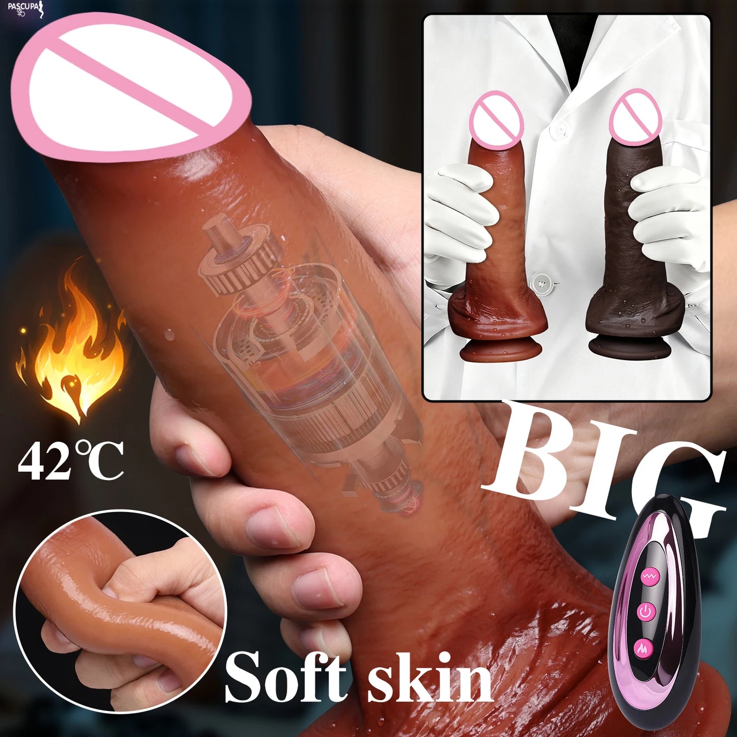 Big Heating Thrusting Dildo for G-Spot & Anal