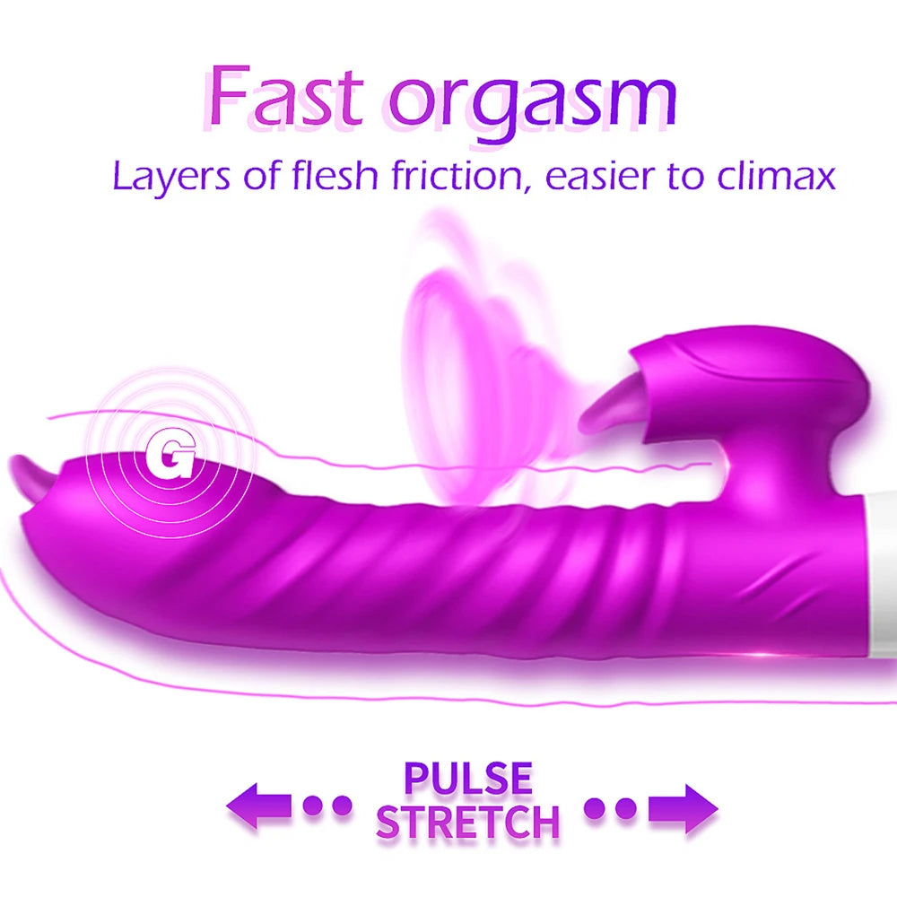 Fast Orgasm Vibrator Dildo with Licking Heating & Clit Suction