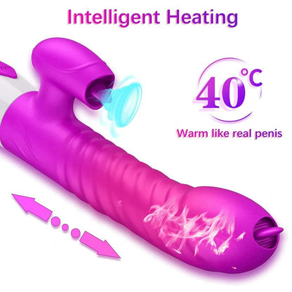 Fast Orgasm Vibrator Dildo with Licking Heating & Clit Suction