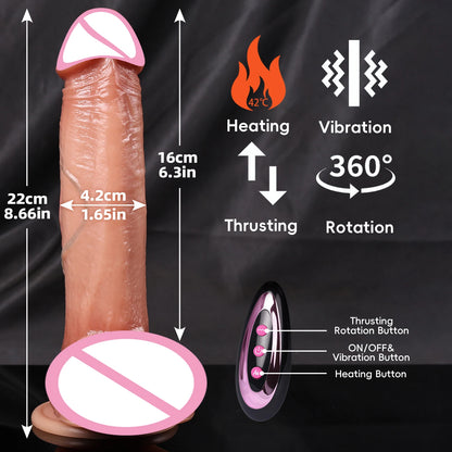 Huge Wireless Heating Realistic Dildo for G-Spot