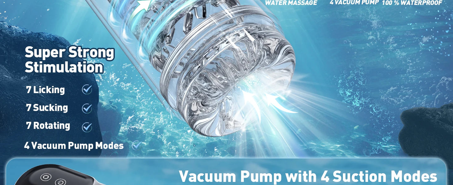 LCD Automatic Sucking Licking Male Masturbator with 14 Powerful Modes