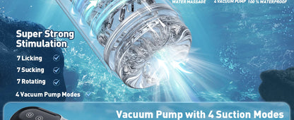 LCD Automatic Sucking Licking Male Masturbator with 14 Powerful Modes