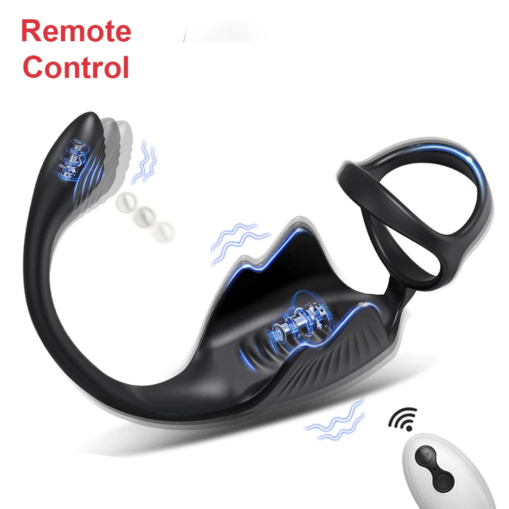 APP Control Cock Ring & Vibrating Butt Plug Prostate Massager Combo
