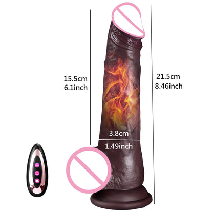 Black Heating Realistic Dildo for G-Spot Massage