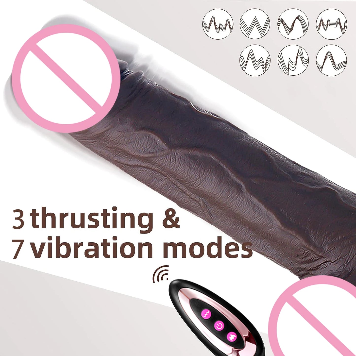 Thrusting Heating Realistic Dildo with Anal Plug