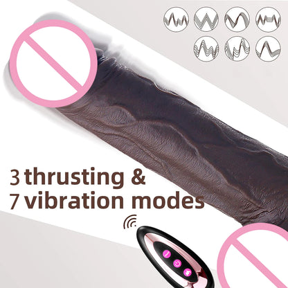 Thrusting Heating Realistic Dildo with Anal Plug