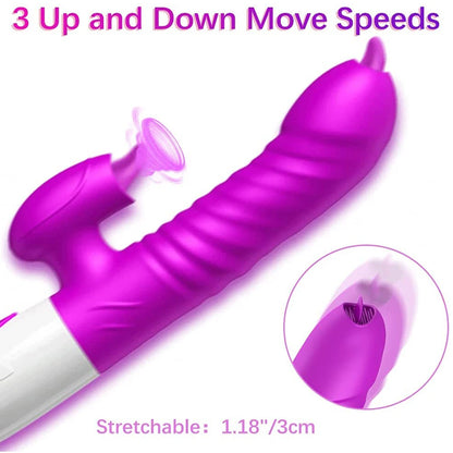 Fast Orgasm Vibrator Dildo with Licking Heating & Clit Suction