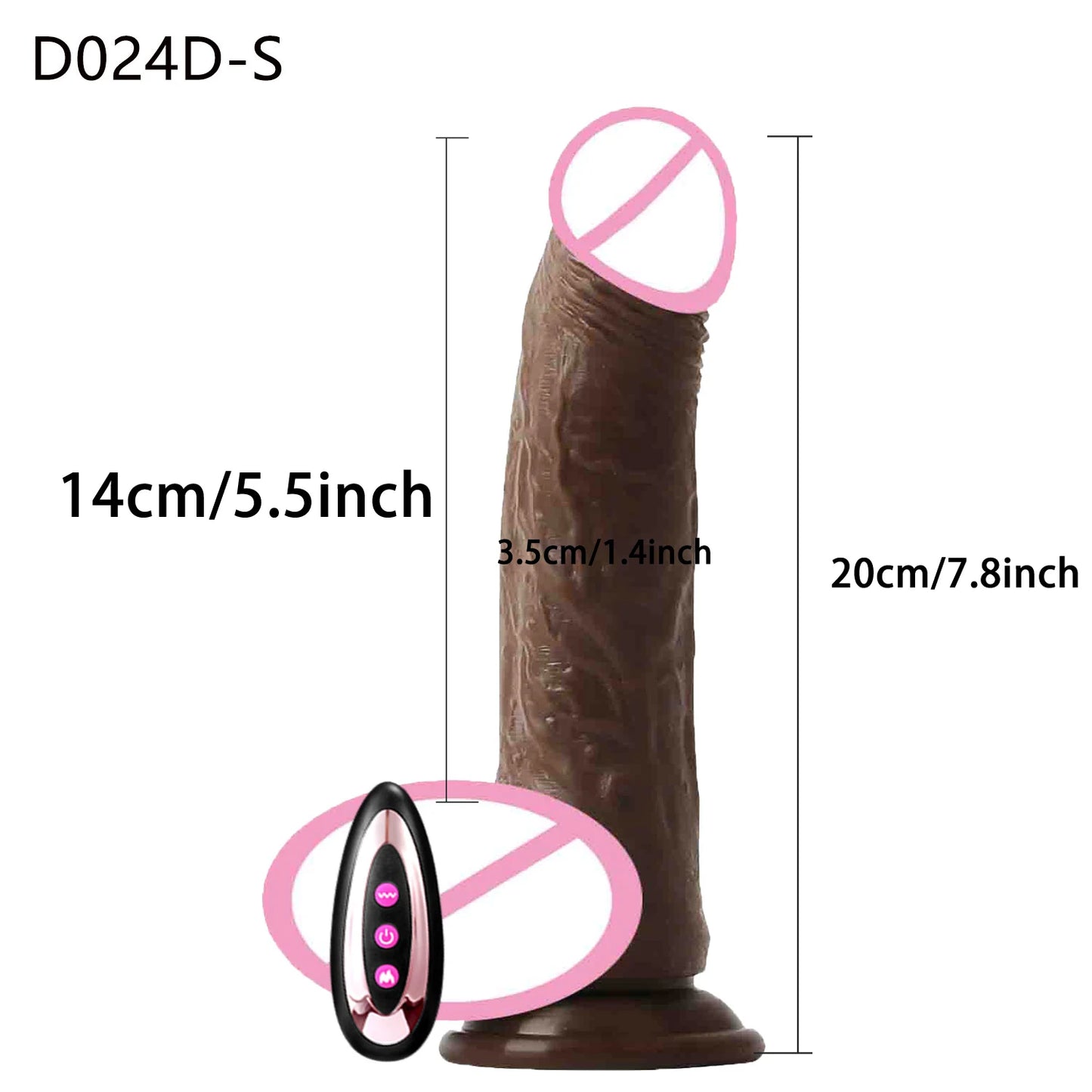 Thrusting Heating Realistic Dildo with Anal Plug