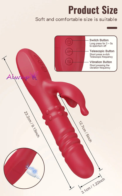 Rotating Rabbit Vibrator for G-Spot and Clitoral Stimulation