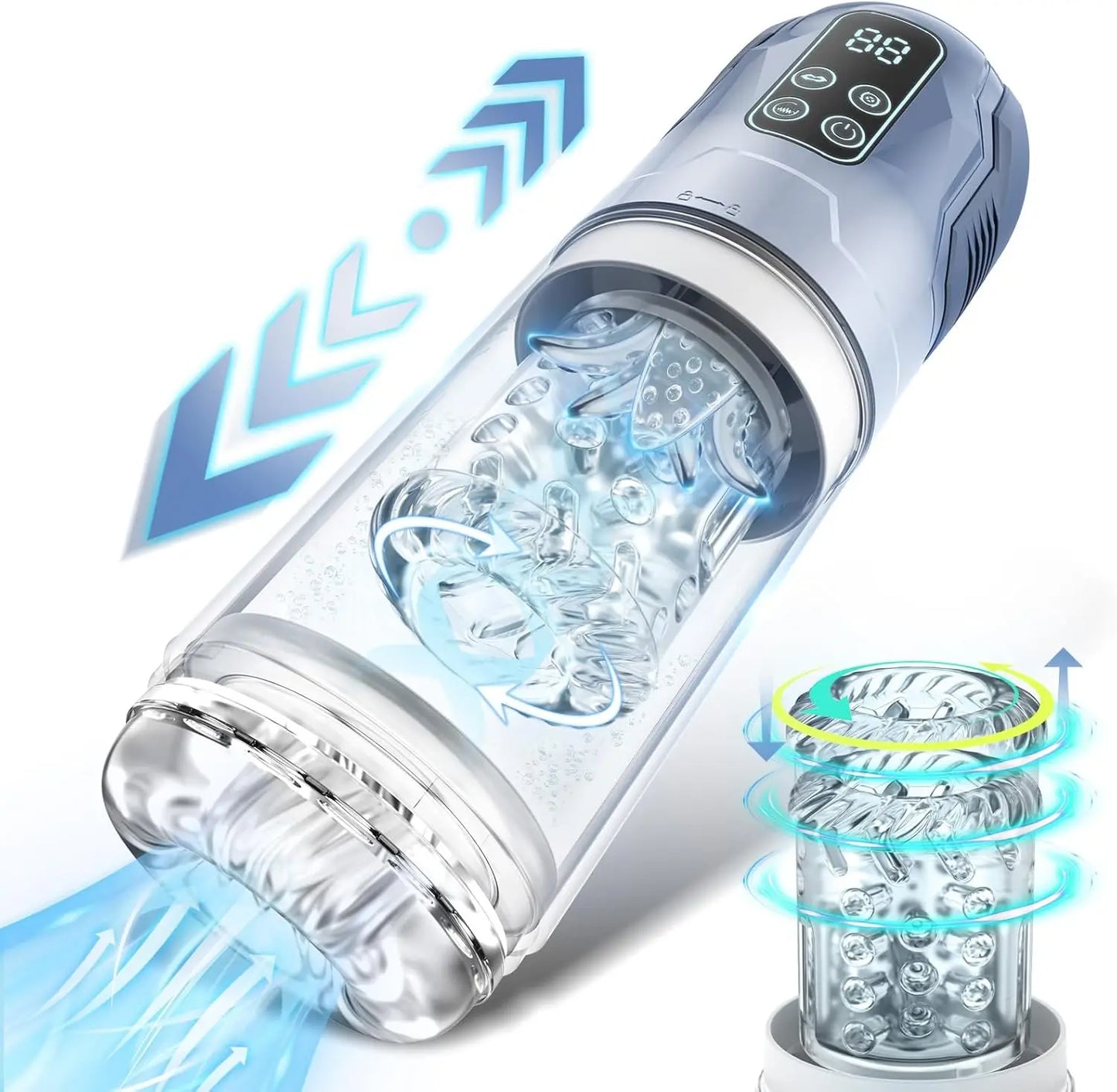 Telescopic Automatic Male Masturbator with Blowjob Suction & Vacuum Pump