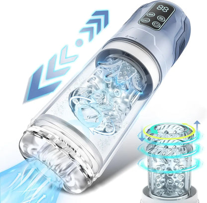 Telescopic Automatic Male Masturbator with Blowjob Suction & Vacuum Pump