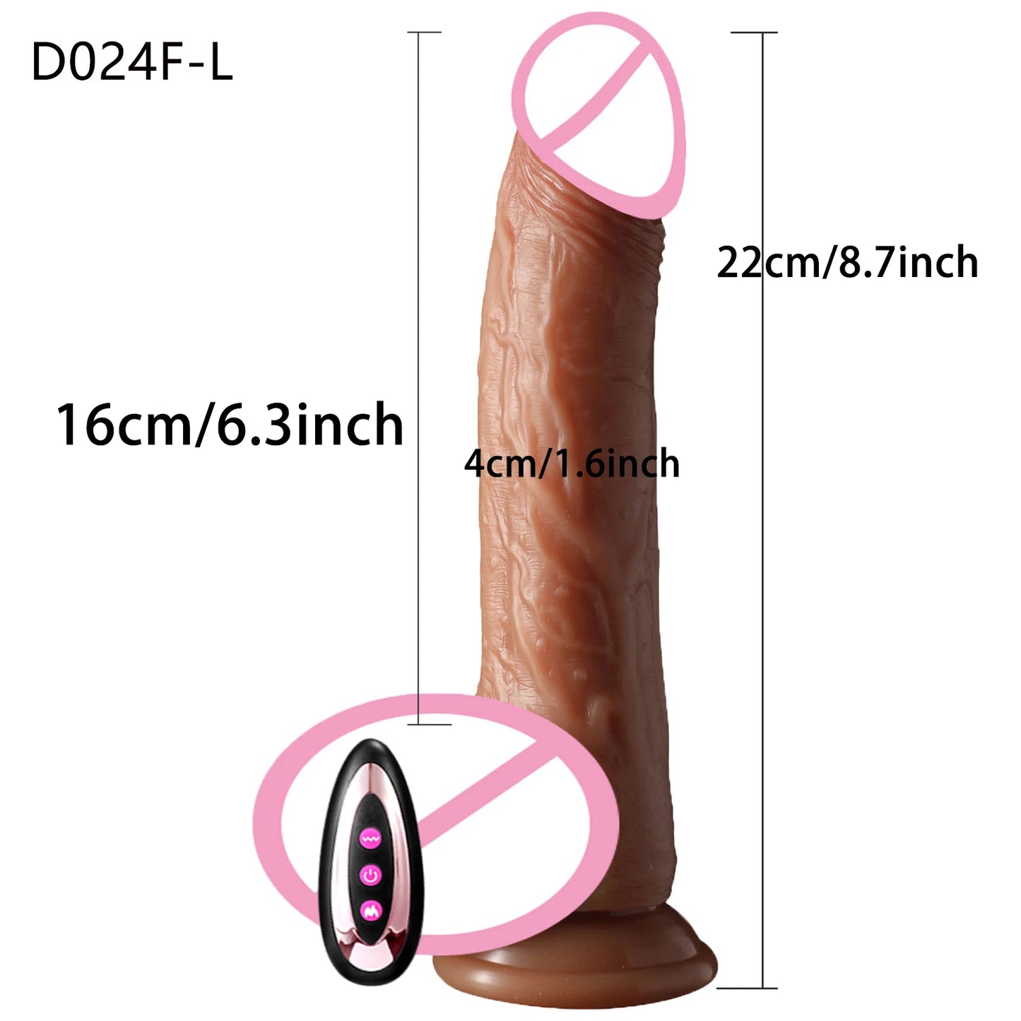 Black Realistic Heating Dildo with Telescopic Vibration