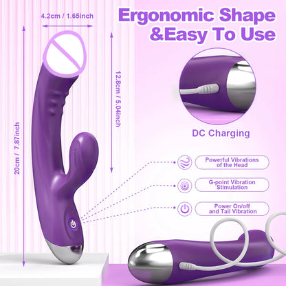 Dual-Action Vibrator: Clitoral Sucker & G-Spot Dildo