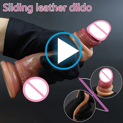 Sliding Foreskin Dildo - Big Realistic Cock for Anal & Solo Play