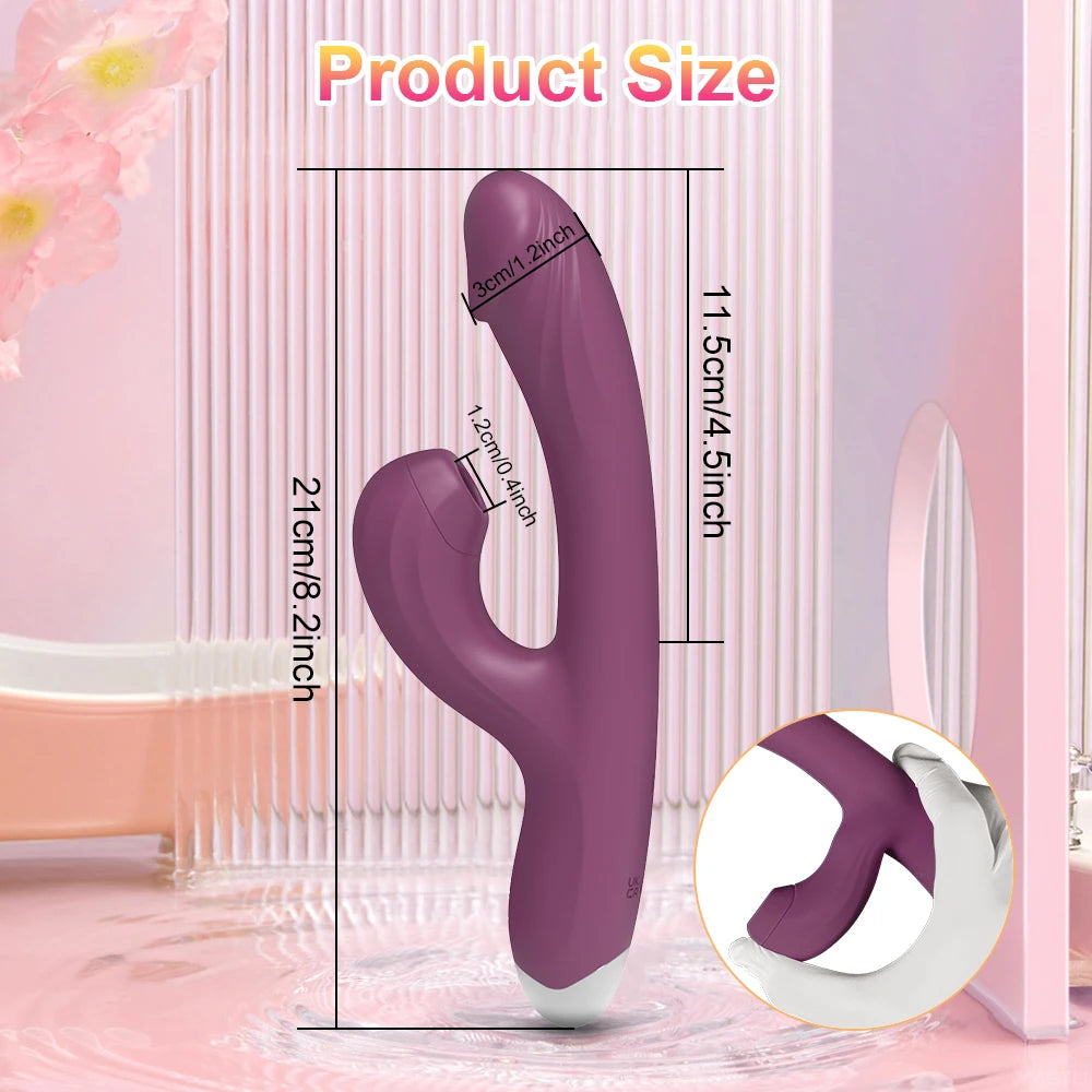 Dual-Action Vibrator: Clitoral Sucker & G-Spot Dildo