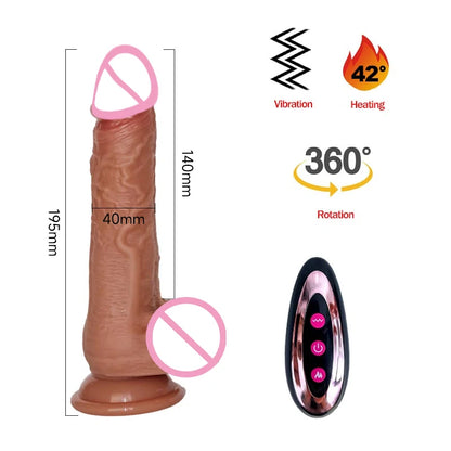 Heating Realistic Dildo with Telescopic Penis & Butt Plug
