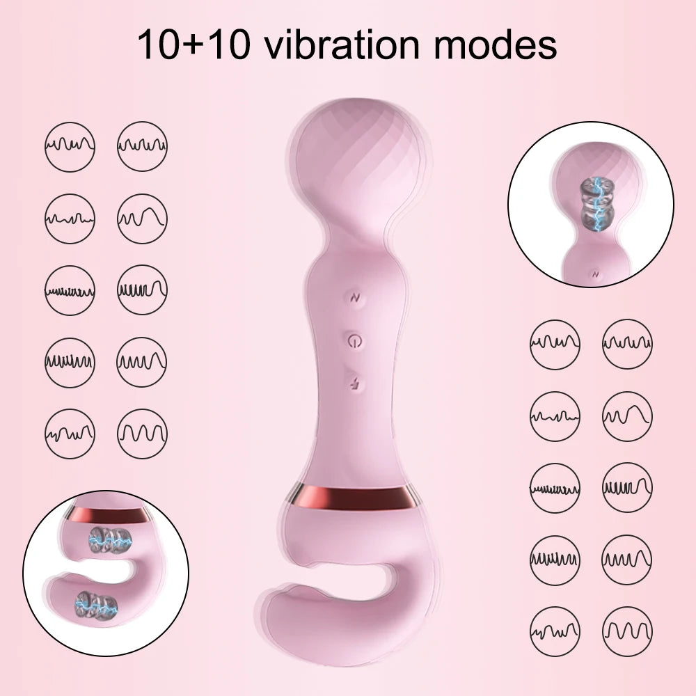 Rechargeable 2-in-1 Magic Wand G-Spot & Clitoral Stimulation