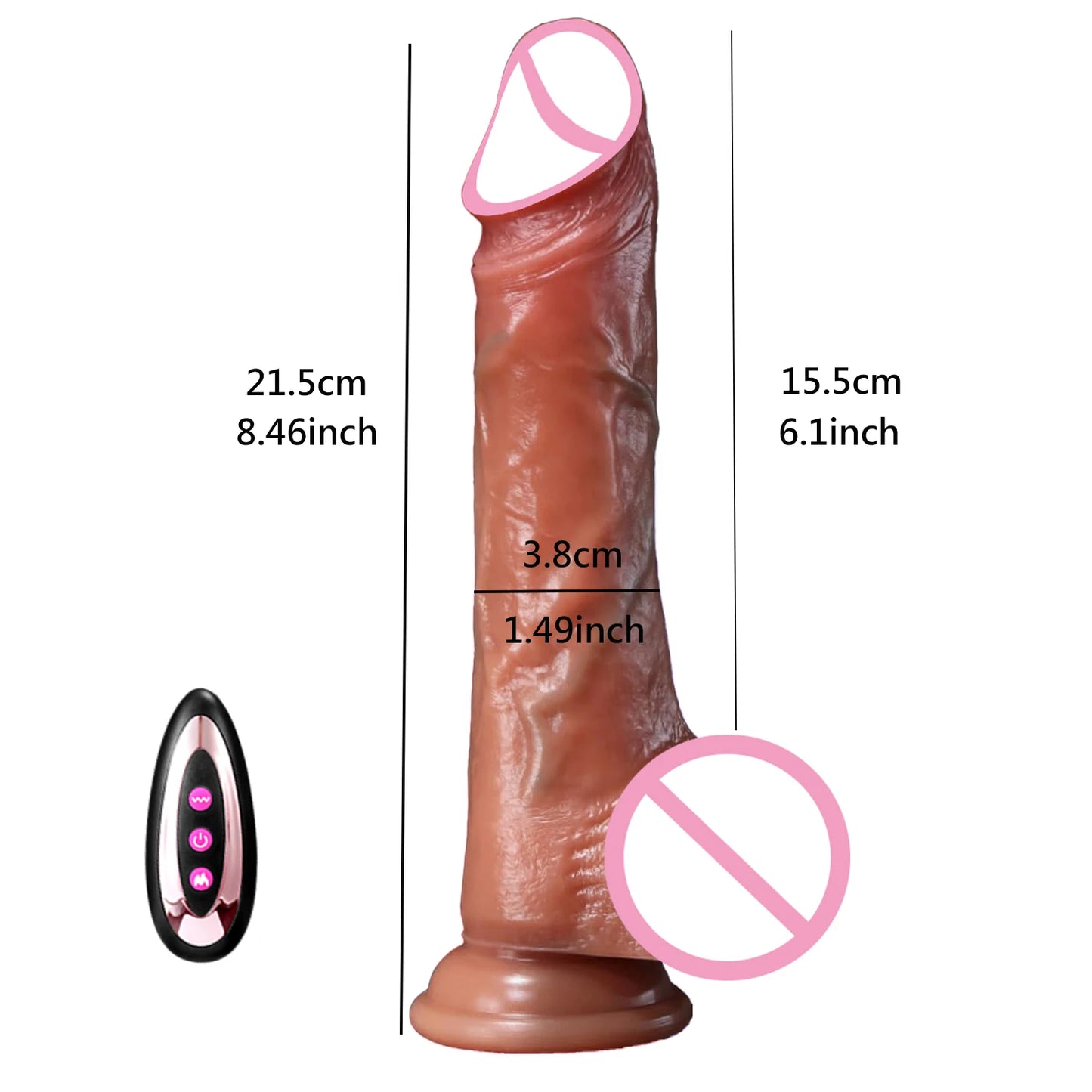 Black Heating Realistic Dildo for G-Spot Massage