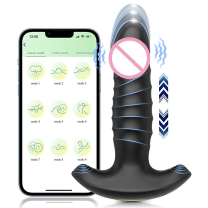 APP Control Thrusting Telescopic Prostate Massager