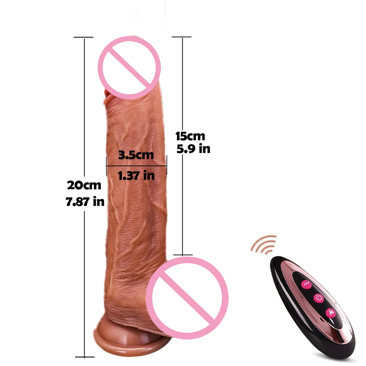 Thrusting Heating Realistic Dildo with Anal Plug