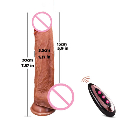 Thrusting Heating Realistic Dildo with Anal Plug