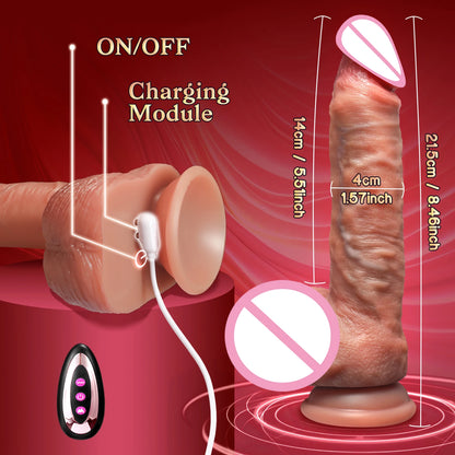 Telescopic Thrusting Realistic Dildo with Suction Cup