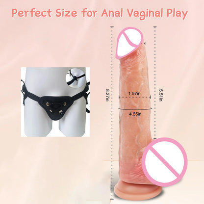 Squirting Silicone Dildo with Balls - Soft Anal Plug Toy for Women