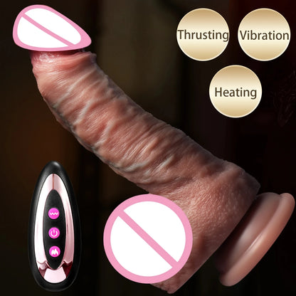 Heating Thrusting Realistic Dildo with Remote Control